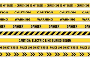 voorzichtigheid plakband reeks van geel waarschuwing linten. vector