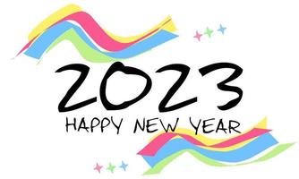 vector illustratie, gelukkig nieuw jaar 2023. handgeschreven jaar 2023 met gekleurde krijt slagen. voor poster, brochure, banier, web, uitnodiging of groet kaart, geïsoleerd Aan wit achtergrond