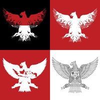 silhouet Indonesisch symbool garuda pancasila reeks vector