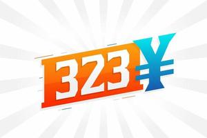 323 yuan Chinese valuta vector tekst symbool. 323 yen Japans valuta geld voorraad vector