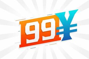 99 yuan Chinese valuta vector tekst symbool. 99 yen Japans valuta geld voorraad vector