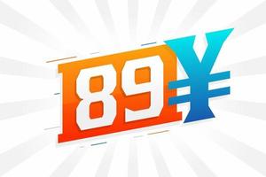 89 yuan Chinese valuta vector tekst symbool. 89 yen Japans valuta geld voorraad vector