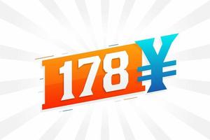 178 yuan Chinese valuta vector tekst symbool. 178 yen Japans valuta geld voorraad vector