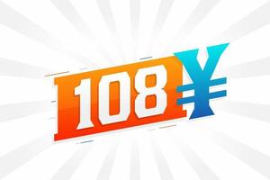 108 yuan Chinese valuta vector tekst symbool. 108 yen Japans valuta geld voorraad vector