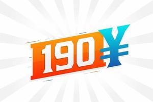 190 yuan Chinese valuta vector tekst symbool. 190 yen Japans valuta geld voorraad vector