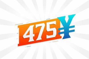 475 yuan Chinese valuta vector tekst symbool. 475 yen Japans valuta geld voorraad vector