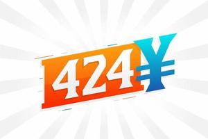 424 yuan Chinese valuta vector tekst symbool. 424 yen Japans valuta geld voorraad vector