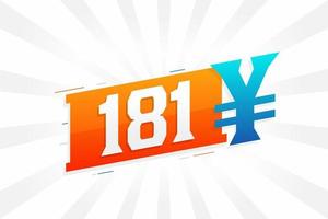 181 yuan Chinese valuta vector tekst symbool. 181 yen Japans valuta geld voorraad vector