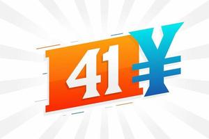 41 yuan Chinese valuta vector tekst symbool. 41 yen Japans valuta geld voorraad vector