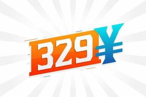 329 yuan Chinese valuta vector tekst symbool. 329 yen Japans valuta geld voorraad vector