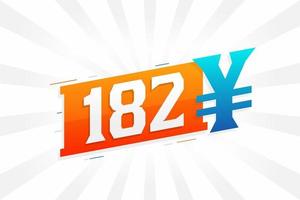182 yuan Chinese valuta vector tekst symbool. 182 yen Japans valuta geld voorraad vector