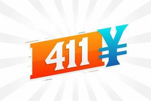 411 yuan Chinese valuta vector tekst symbool. 411 yen Japans valuta geld voorraad vector