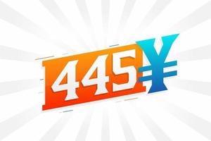 445 yuan Chinese valuta vector tekst symbool. 445 yen Japans valuta geld voorraad vector