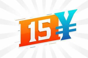 15 yuan Chinese valuta vector tekst symbool. 15 yen Japans valuta geld voorraad vector