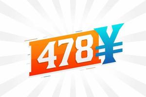 478 yuan Chinese valuta vector tekst symbool. 478 yen Japans valuta geld voorraad vector