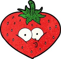 retro grunge structuur tekenfilm schattig aardbei fruit vector