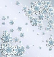 Kerstmis groet kaart met type ontwerp en decoraties Aan de besneeuwd blauw achtergrond. vector illustratie.