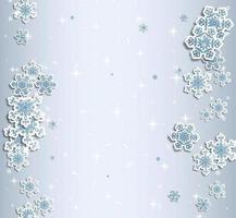 Kerstmis groet kaart met type ontwerp en decoraties Aan de besneeuwd blauw achtergrond. vector illustratie.