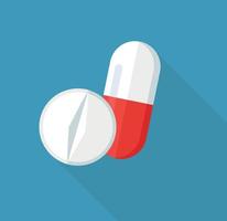 reeks van vector pillen en capsules isometrische icoon. pijnstillers, antibiotica, vitamines en aspirine. medisch pillen icoon. vector illustratie in vlak stijl