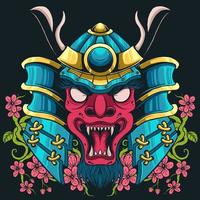 samurai boos gezicht vector