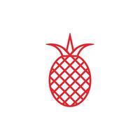 eps10 rood vector ananas met bladeren lijn kunst icoon geïsoleerd Aan wit achtergrond. ananas schets symbool in een gemakkelijk vlak modieus modern stijl voor uw website ontwerp, logo, en mobiel toepassing