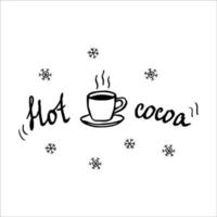 heet cacao tekst, hand- getrokken borstel belettering. Super goed voor Kerstmis en nieuw jaar kaarten, geschenk tags en etiketten, foto overlappen. vector illustratie