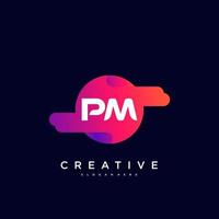 p.m eerste brief kleurrijk logo icoon ontwerp sjabloon elementen vector kunst