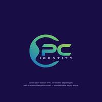 pc eerste brief circulaire lijn logo sjabloon vector met helling kleur mengsel