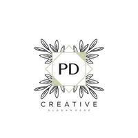 pd eerste brief bloem logo sjabloon vector premie vector kunst