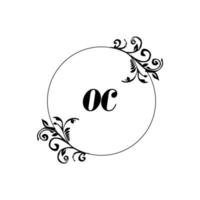 eerste oc logo monogram brief vrouwelijk elegantie vector