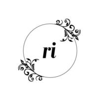 eerste ri logo monogram brief vrouwelijk elegantie vector
