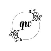 eerste qw logo monogram brief vrouwelijk elegantie vector