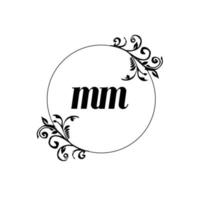 eerste mm logo monogram brief vrouwelijk elegantie vector