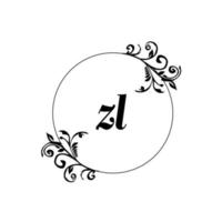 eerste zl logo monogram brief vrouwelijk elegantie vector