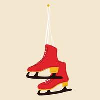 kleurrijk ijs skates voor figuur het schaatsen in winter. buitenshuis het schaatsen baan. modern vintage. vector illustratie