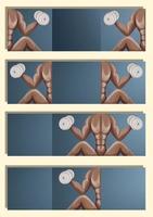 vector achtergrond beeld van een een deel van een mannetje lichaam met een naakt torso en biceps met een halter in zijn hand. tekenfilm. eps 10