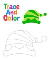 Kerstmis elf hoed traceren werkblad voor kinderen vector