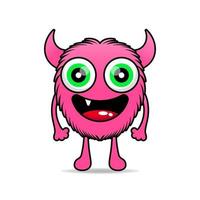 schattig harig monster roze ontwerp mascotte kawaii vector