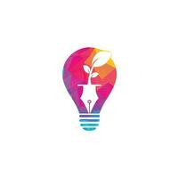 blad en pen lamp vorm concept logo ontwerp. onderwijs en auteur gemeenschap logo. vector