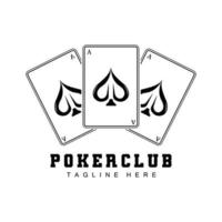 poker casino kaart logo, diamant kaart icoon, harten, schoppen, ace. het gokken spel poker club ontwerp vector