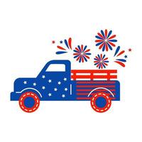 icoon vrachtauto ameicaan onafhankelijkheid dag patriottisch illustraties. schattig vector prints voor 4e van juli. onafhankelijkheid dag ontwerp elementen in de kleuren van de ons nationaal vlag.
