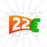 22 euro valuta vector tekst symbool. 22 euro Europese unie geld voorraad vector