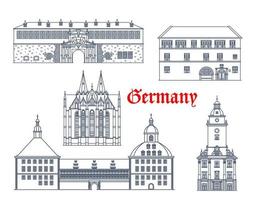 duitsland, gota, mühlhausen en erfurt gebouwen vector