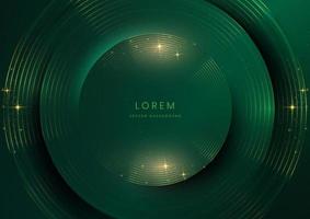 abstract luxe gouden lijnen cirkel overlappende Aan groen achtergrond. sjabloon premie prijs ontwerp. vector