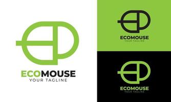 vlak ontwerp eco vriendelijk muis lijn logo sjabloon vector