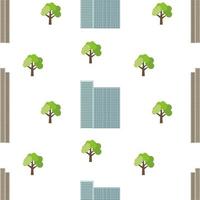 naadloos stad achtergrond met modern huizen en groen bomen. vector illustratie