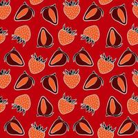 kleurrijk aardbei naadloos patroon geïsoleerd Aan wit achtergrond. tekening vector kleding stof afdrukken sjabloon met rood bessen. hand- getrokken sappig fruit pakket ontwerp.