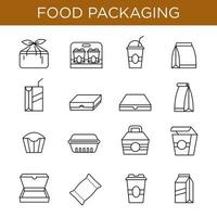 voedsel verpakking icoon reeks in schets stijl. geschikt voor ontwerp element van cafe en restaurant, voedsel levering, en voedsel houder symbool. vector