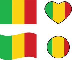 golvend vlag van mail. Mali vlag Aan wit achtergrond. Mali vlag in hart vorm geven aan. vlak stijl. vector