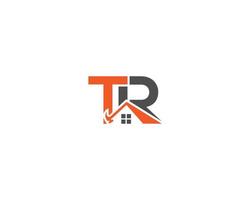 brief tr huis logo ontwerp met dakbedekking bouw symbool vector illustratie.